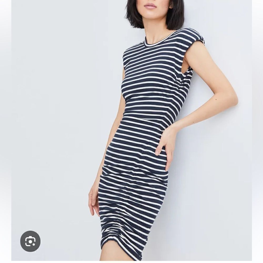 New Veronica Beard Jeans Brompton Striped Dress Navy/White Xs